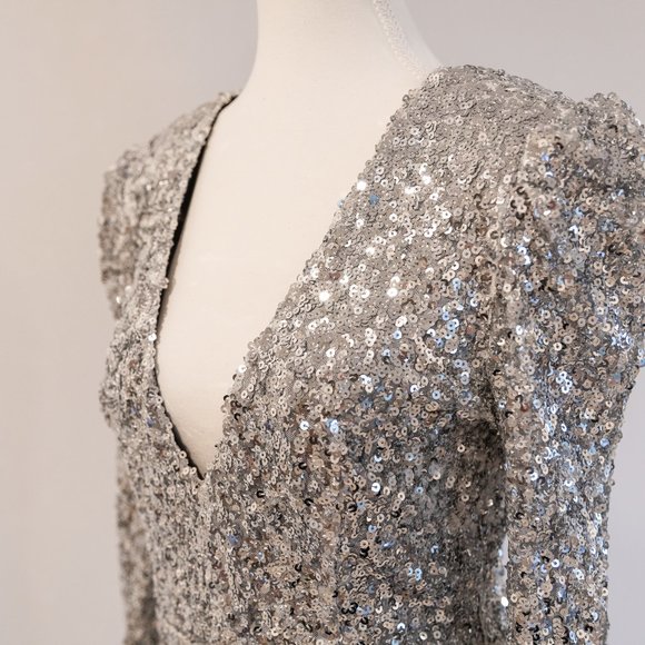 Lulus Silver Sequin Mini Dress - Picture 8 of 13